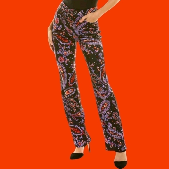 Danielle Bernstein paisley satin pant 24 size multicolor - Picture 1 of 11